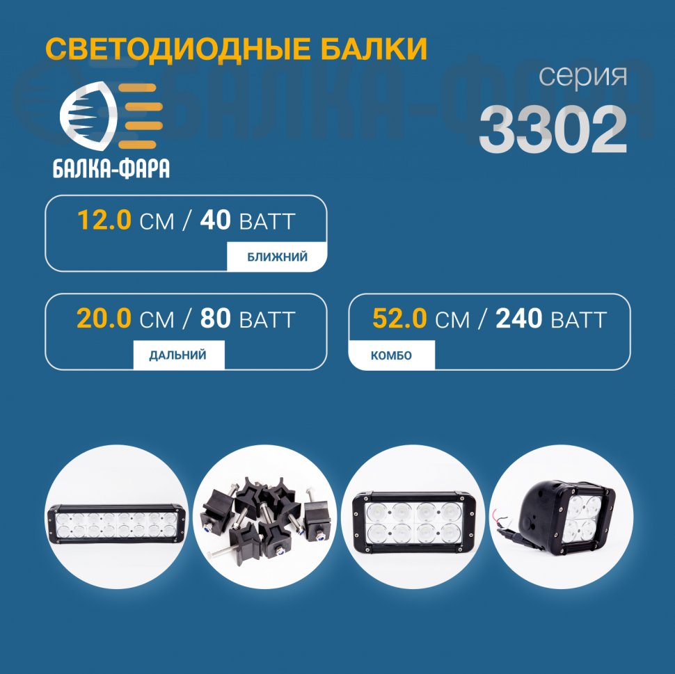 Балка ближнего света, 40 Ватт, серия 3302